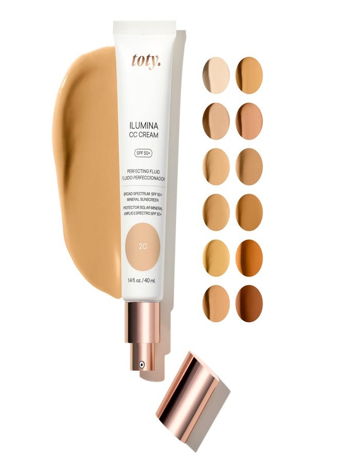 toty. Toty by Sofia Vergara - lumina CC Cream SPF 50+, 100% Mineral Color Correcting Cream - Medium Coverage Foundation & Broad Spectrum Sunscreen for Face - Non Comedogenic - 2C PEACHY BEIGE - Image 1